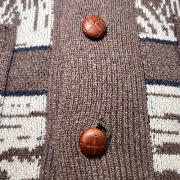Flint and Tinder Duck Paradise Cardigan Size XXL Brown Jacquard Wool-Blend Shawl - Picture 7 of 14